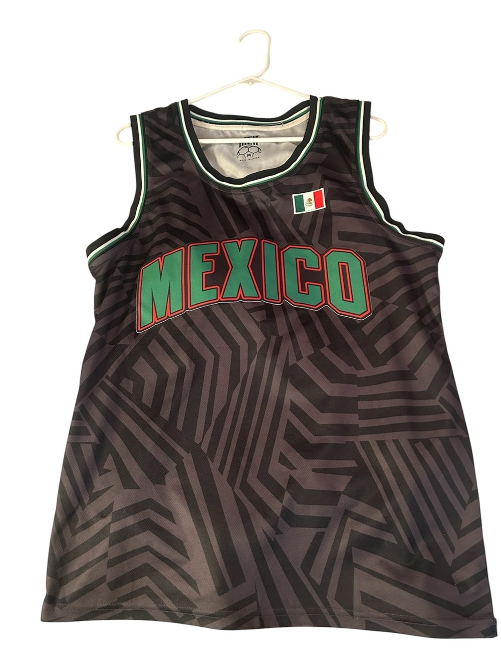 Mexico Graphic men’s sleeveless jersey - Black with Green & Red Accents